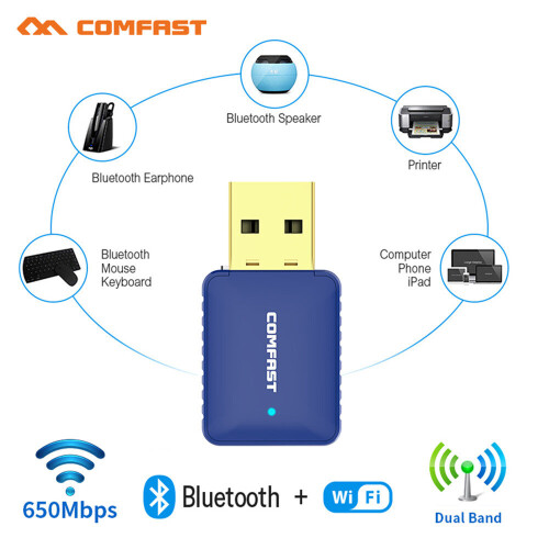 600Mbps USB Bluetooth Dongle Adapter 4.2 for PC Computer Speaker Wireless Mouse Bluetooth Music Audio 5G Receiver Transmitter 2