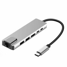 6-in-1 USB-C Hub Multi-port Adapter USB Type C Hub Adapter Dock with 4K HDMI RJ45 Ethernet Lan USB Charge r60