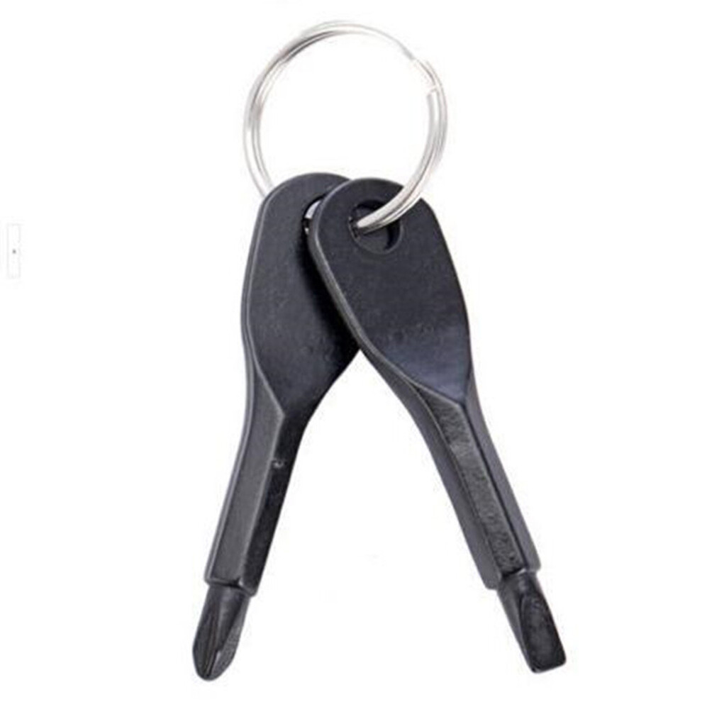 2Sets 2Pcs/Set Mini Pocket Repair Tool Key Ring Keyring Screwdriver Gadget Outdoor Portable Phillips Slotted Multi Camp Hike 701942926990