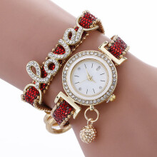 2 Pcs Women Bracelet Watches Ladies Leather Strap Rhinestone Quartz Wrist Watch Fashion Quartz Watch