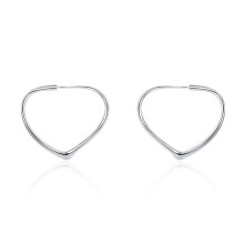 2PCS Silver plating Heart Hoop Earrings for Woman Wedding Engagement Party Fashion Charm Jewelry