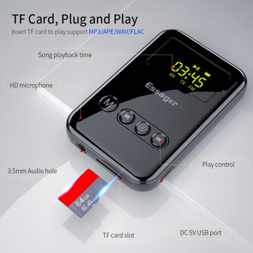 K6 Bluetooth 5.0 Adapter Wireless High definition LED digital display Audio Receiver Transmitter 1