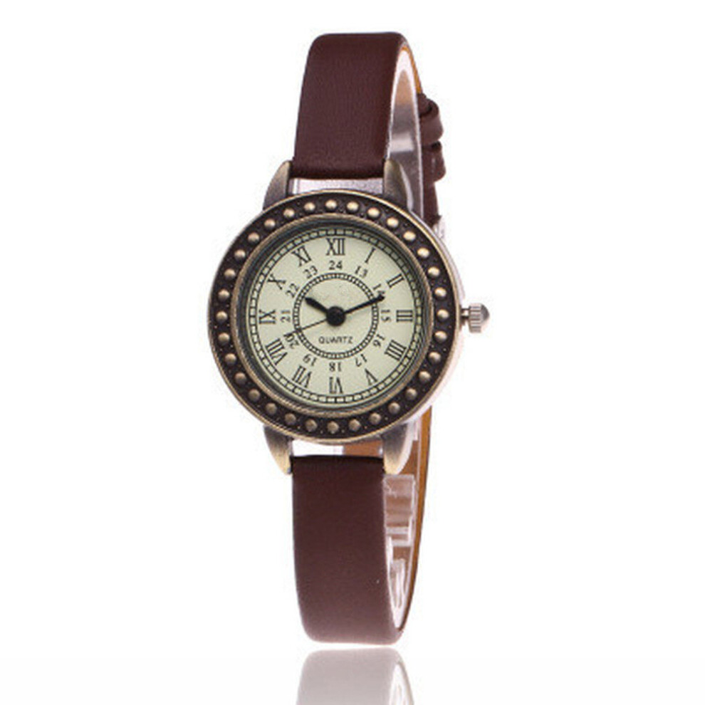 2 Pcs Ladies Leather Women Bracelet Watches Retro Roma Quartz Woman Clock Fashion Female Wristwatches-image-OPC-P79WH5F-NEW