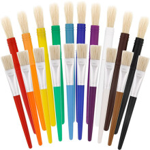 20-Pcs Set Children's Graffiti Bristle Oil Painting Brush Short pole Color round Flat Head Plastic Rod Brush School art supplies