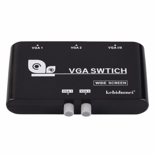 Mini 2 Port VGA Selector Box Multiple Inputs VGA/SVGA Manual Sharing Selector Switch Switcher Box For LCD PC Laptop 1