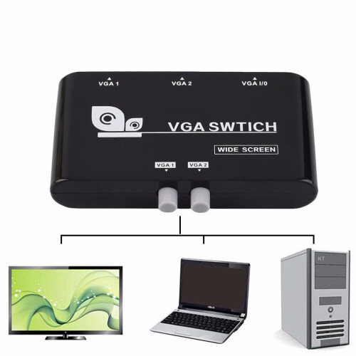 Mini 2 Port VGA Selector Box Multiple Inputs VGA/SVGA Manual Sharing Selector Switch Switcher Box For LCD PC Laptop 2