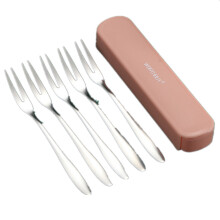 5 Pcs/Set Portable Gold Fruit Fork Set 18/8 Stainless Steel Dessert Fork For Kids Cake Salad Kitchen Bento Food Picks