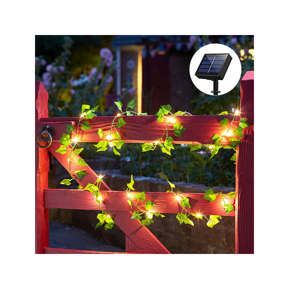 (5M 50LED) Artificial Ivy Garland Fake Plants Vine Hanging Garland with LED String Light Hanging Solar Lights Decor