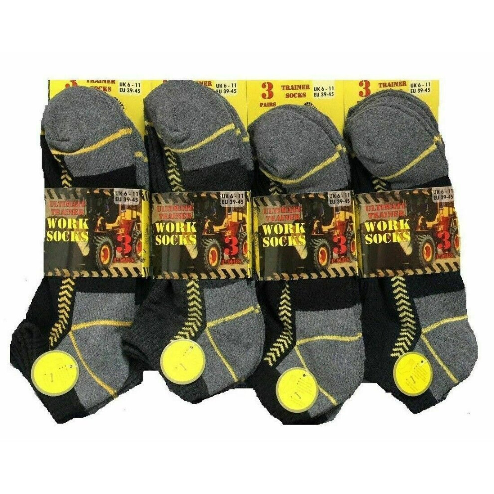 New Men's Trainer Socks Sport Work Boot Ankle Cushioned Sole Heel Toe Size 6-11