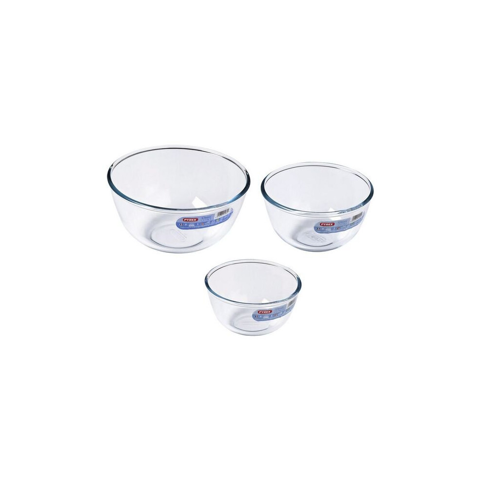 Pyrex Set Of Bowls Transparent Borosilicate Glass (3 Pcs)