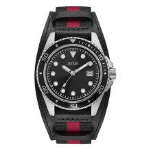 Kello - GUESS - W1051G1 - Kaksisävyinen nahka - 44mm - Kvartsi - Musta Kellotaulu