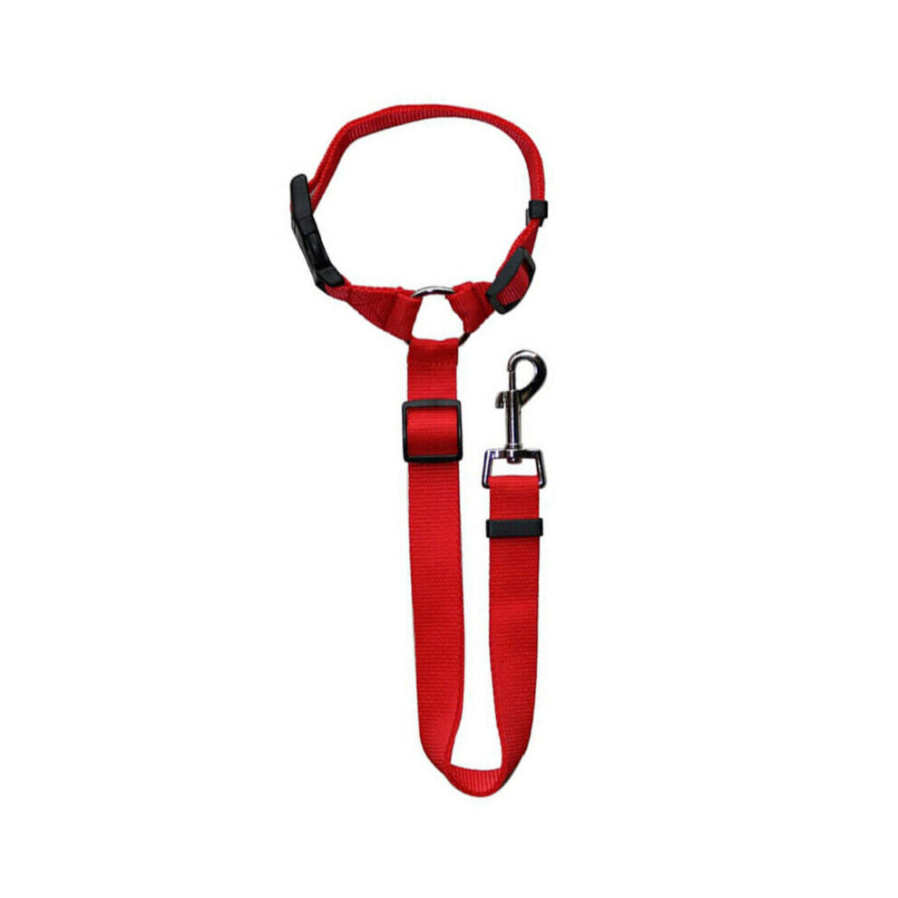 (Red) Car Pet Rear Seat Belt Adjustable Dog Puppy Safety Ropes Traction Harness Strap-image-OPC-P79ZVJV-NEW