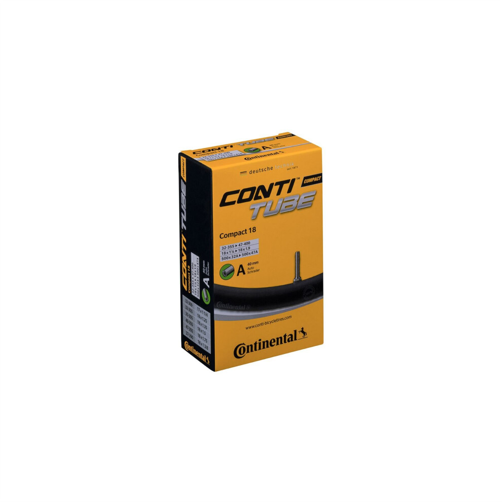CONTINENTAL COMPACT TUBE - SCHRADER 40MM VALVE: BLACK 18