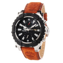 Montre Homme Timberland TBL1331JS-02C - Mouvement Quartz - Cadran Noir - Bracelet en Cuir Marron