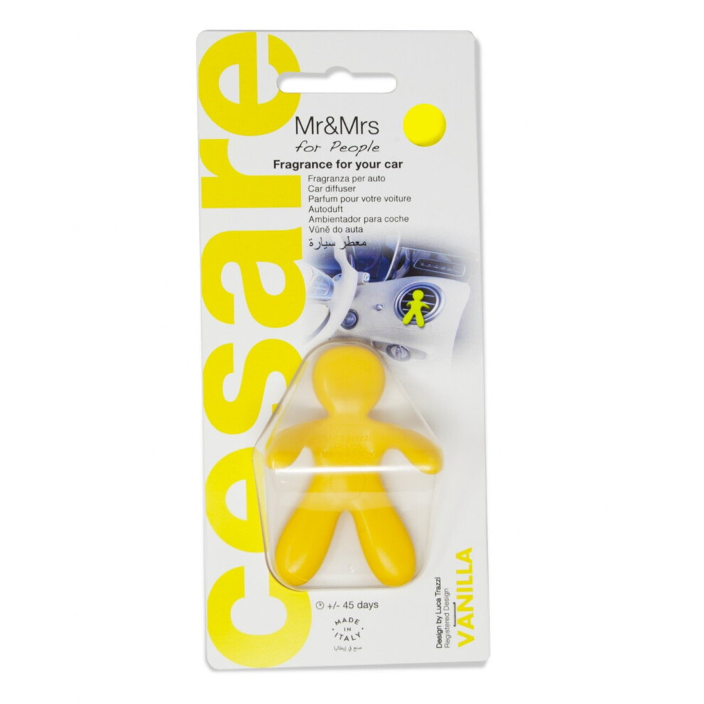 Mr & Mrs Fragrance Yellow Cesare Car Air Freshener Scented Vent Clip Vanilla