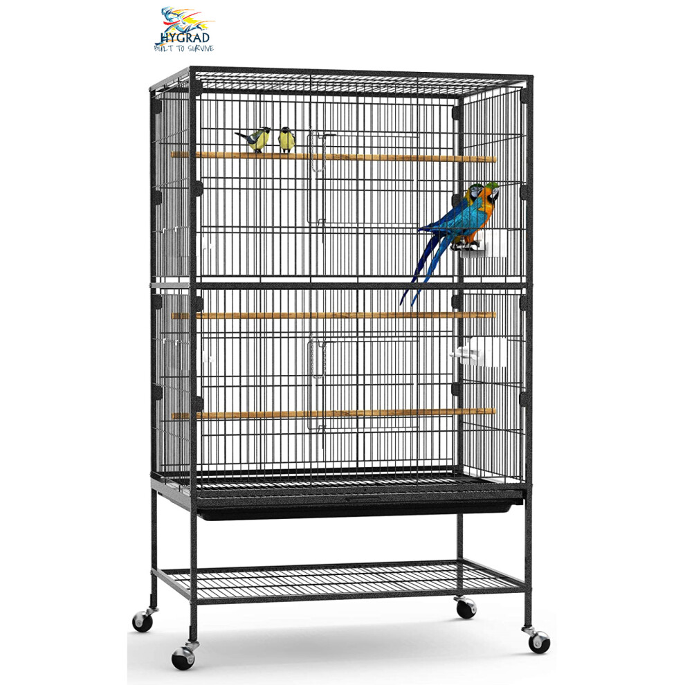 Large 132cm Rolling Portable Metal Bird Cage With Wheels Cockatoo Parrot Budgies