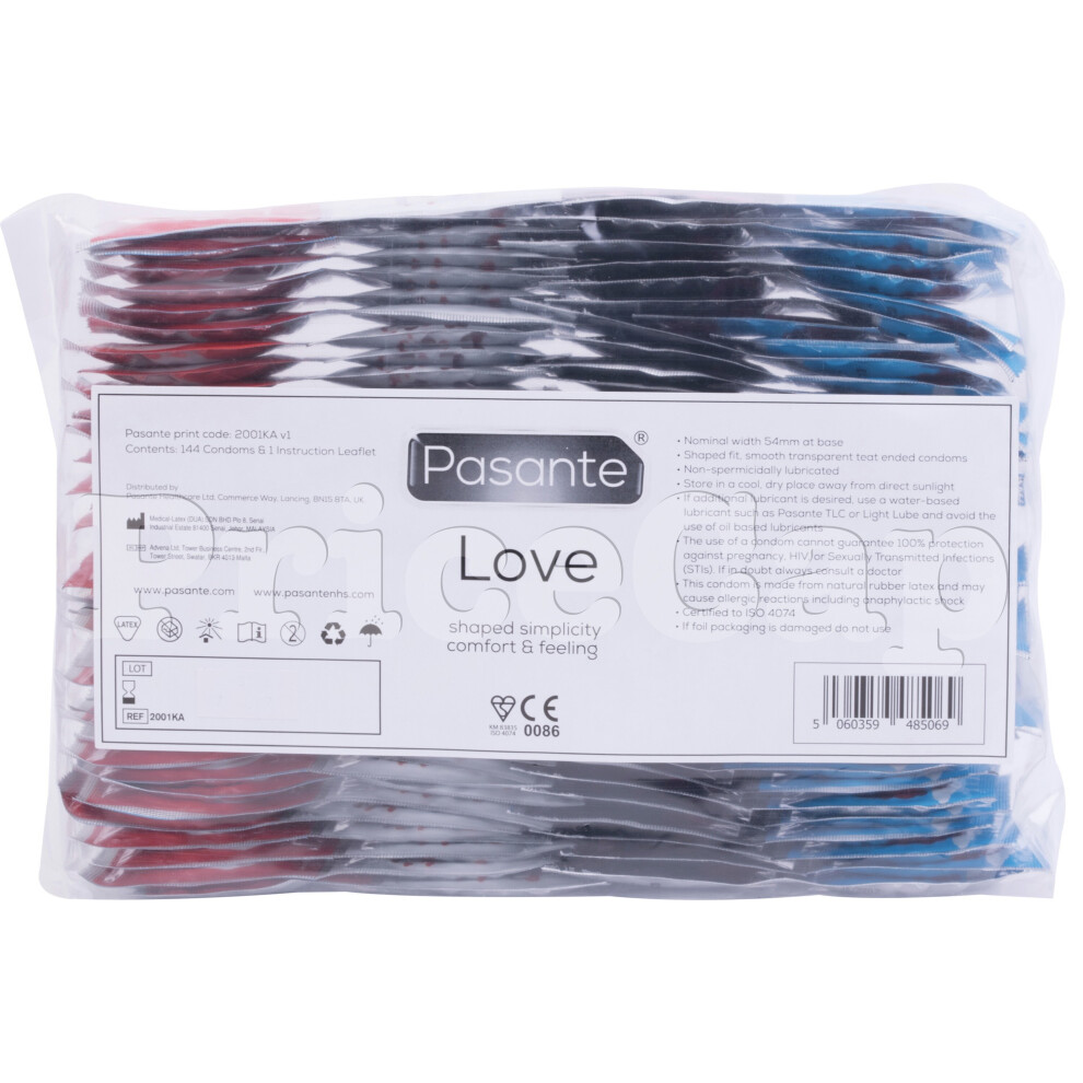 144 x Pasante Love Themed Condoms | Comfort Feeling Bulk Wholesale Condoms