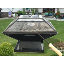 Steel Black Square Patio Heater Portable Fire Pit BBQ Camping Barbecue