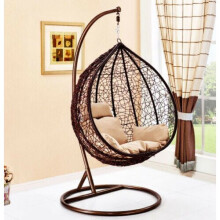 Brown Hanging Egg Chair Swing Hammock Cushion Rattan Wicker
