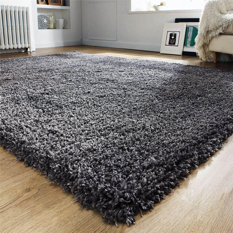 British Bedding Ltd (Dark 120 X 170 Cm) Non Slip Thick Shaggy Large Hallway Runner Rugs Grey