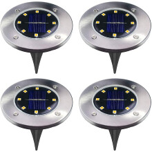 (Blanc froid) 4 x Lumières solaires d'extérieur pour le sol - 8 LEDs