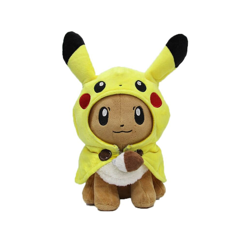 (Eevee) Pokemon Pikachu Poncho Plush Doll Stuffed Toy Gift
