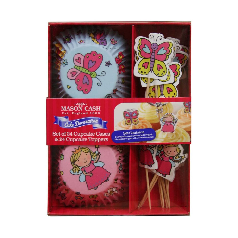 Mason Cash Princess and Butterfly Printed Bakeware Cup Cases and Topper Set