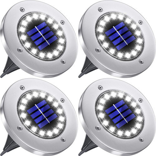 (Cold White) 12LED Solar Power Ground Lights Floor Decking Lawn