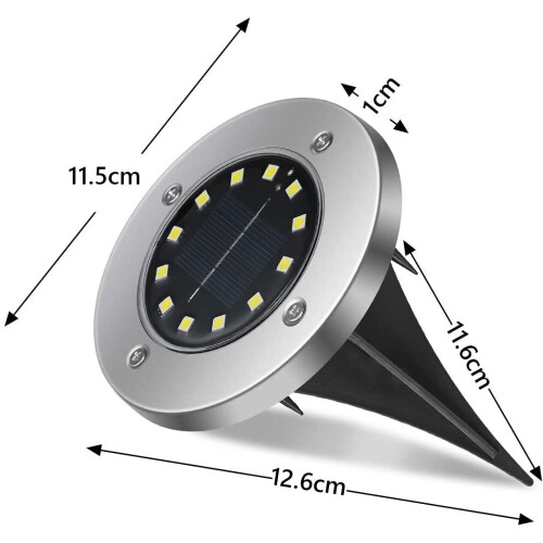 (Warm White) 12LED Solar Power Ground Lights Floor Decking Lawn 1