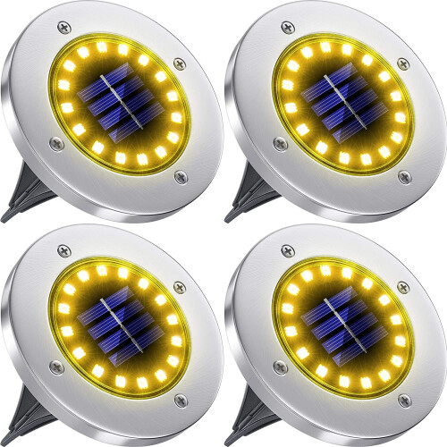 (Warm White) 12LED Solar Power Ground Lights Floor Decking Lawn