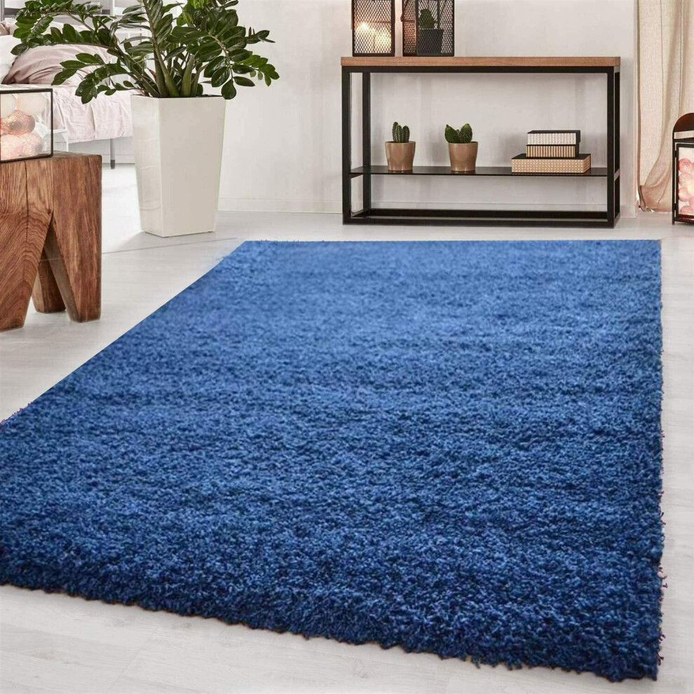 (Navy Blue) Abaseen Shaggy Modern Multicolor Rug(60cm x 110cm)