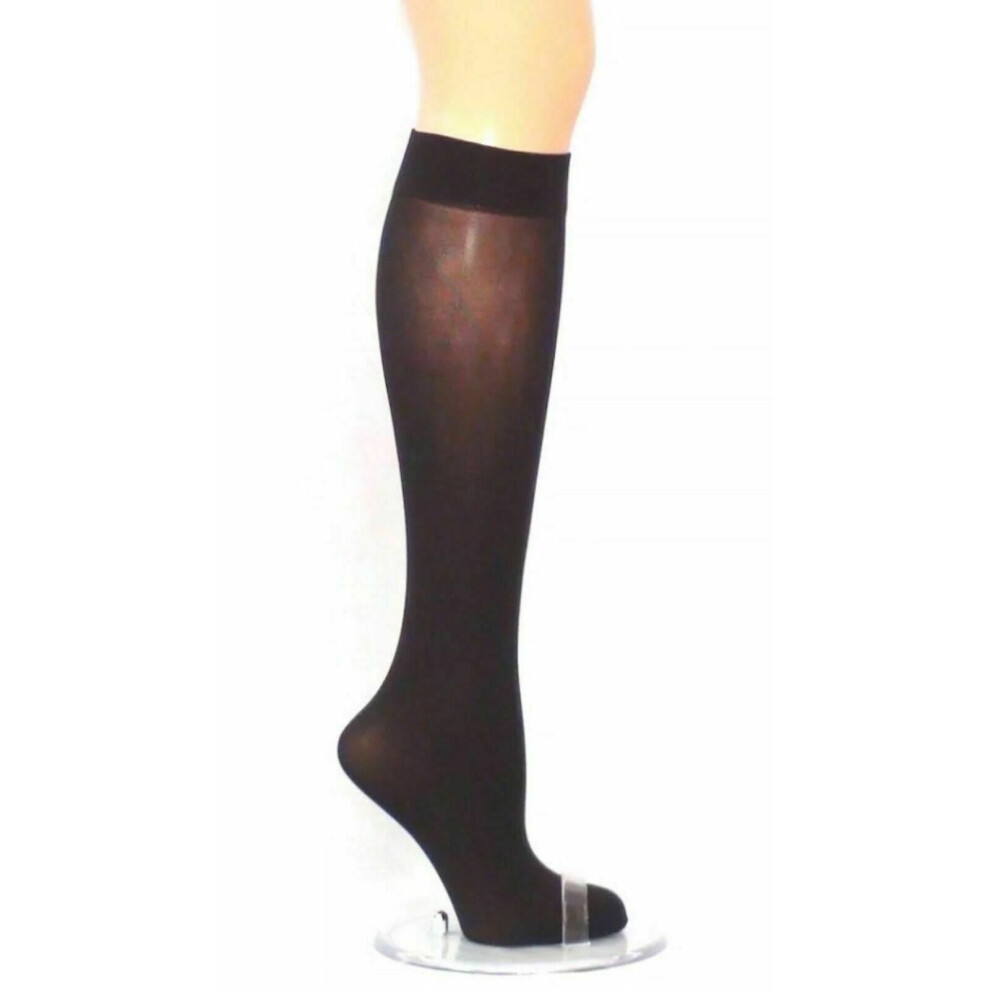 (Black, 6 Pairs) Women's Opaque Spandex Trouser Knee High Pop Tights Adults Socks lot 6 & 12Pairs