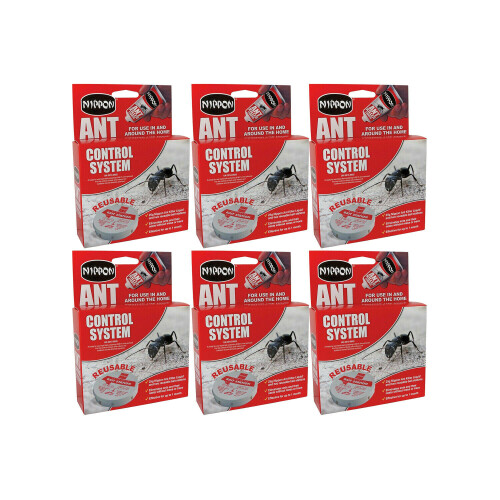 6 x Nippon Ant Control System Killer Liquid with 2 Traps & 25g