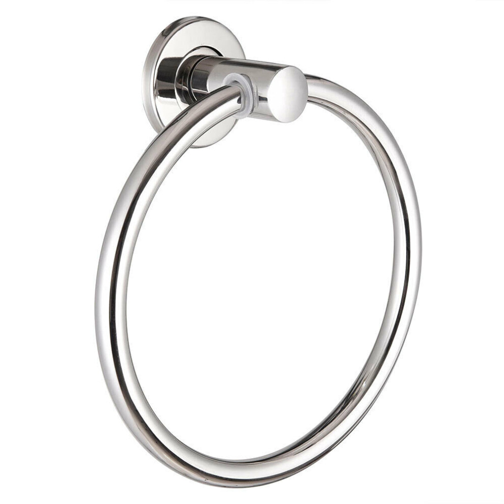 Hand Towel Ring Chrome Round Holder Wall Mounted for Kitchen Bathroom