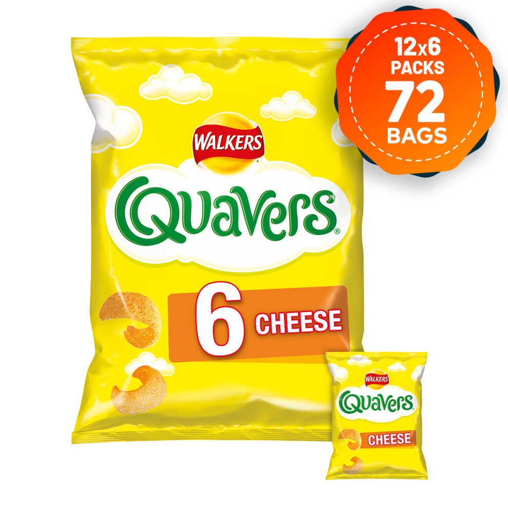 Walkers 12 X Crisps Quavers Cheese Snacks 6X16g Suitable For Vegetarians