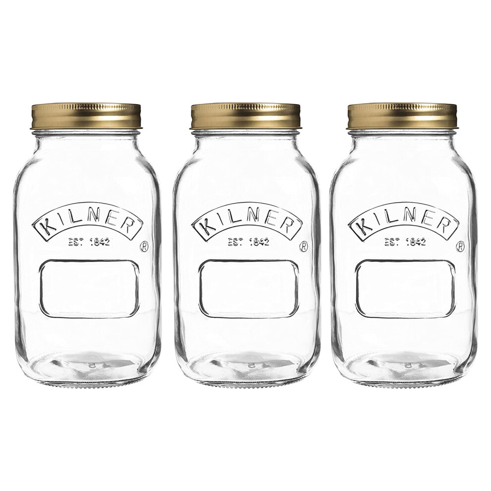 Kilner Preserve Jar 1 Litre Set of 3 Piece Transparent