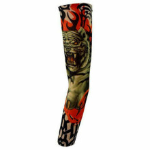 (Tiger & Flame) Tattoo Sleeves Mens Women Nylon Temporary Fake Tatoo Full Arm Sleeve Stockings