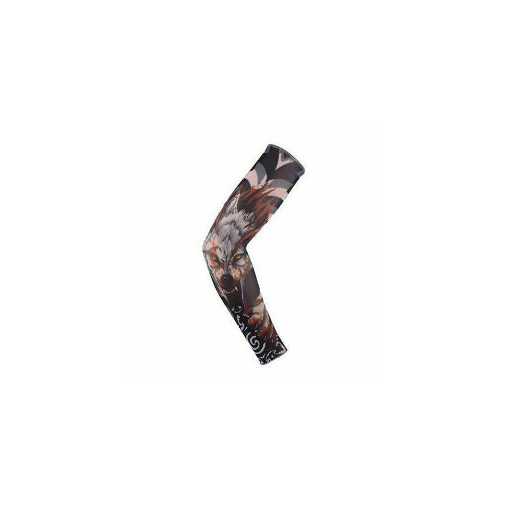 (Wolf & Blood) Tattoo Sleeves Mens Women Nylon Temporary Fake Tatoo Full Arm Sleeve Stockings