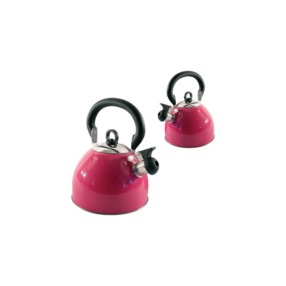 2.5L PINK STAIINLESS STEEL LIGHTWEIGHT WHISTLING KETTLE FAST BOIL NEW