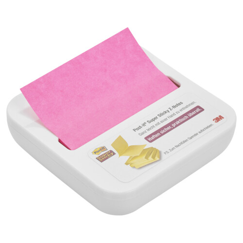 Pink Post-It Sticky Notes Dispenser with Suction Cup - Desk or Wall Mount, Refillable, Fits a Standard Pack 2