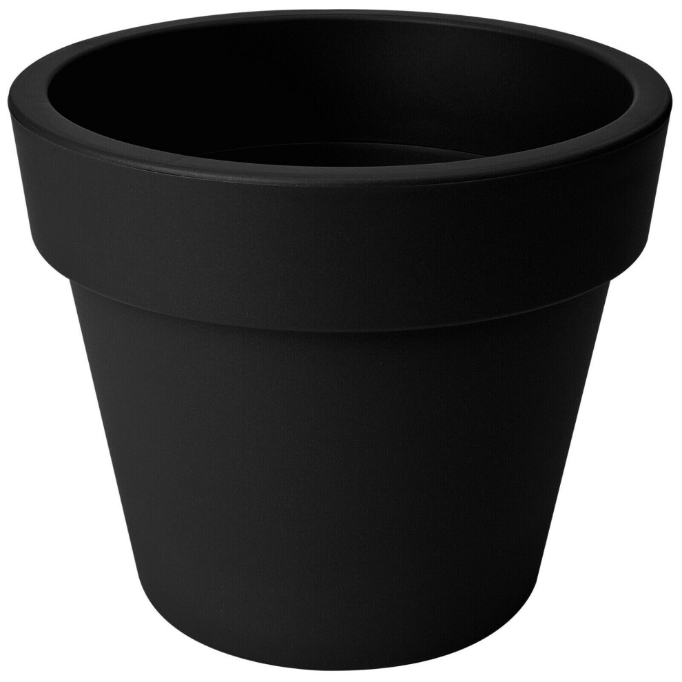 Medium 30cm Round Planter Plastic Plant Pot Black 10 Litre Double Walled-image-OPC-P7B6TCR-NEW