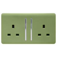 Trendi 2 Gang Modern Glossy 13 Amp Switched Plug Socket Moss Green