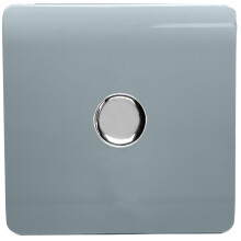 Trendi Artistic Modern Glossy Tactile 1 Gang 2 Way 120w LED Dimmer switch Cool Grey