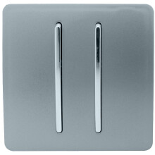 Trendi 2 Gang 2 Way Artistic Modern Glossy 10 Amp Rocker Tactile Light Switch Cool Grey