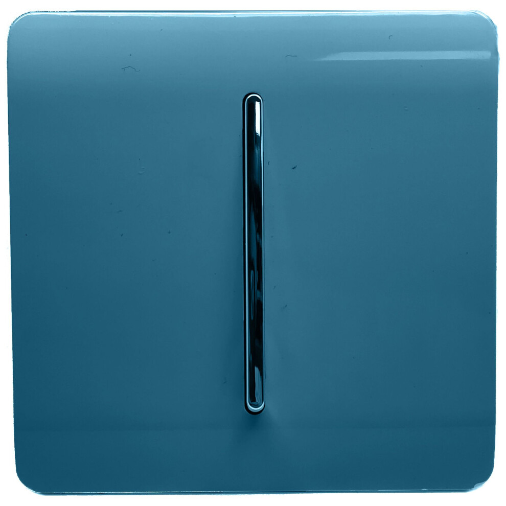 Trendi 1 Gang 2 Way 10 Amp Rocker Chrome Light Switch, Ocean Blue - Image 2