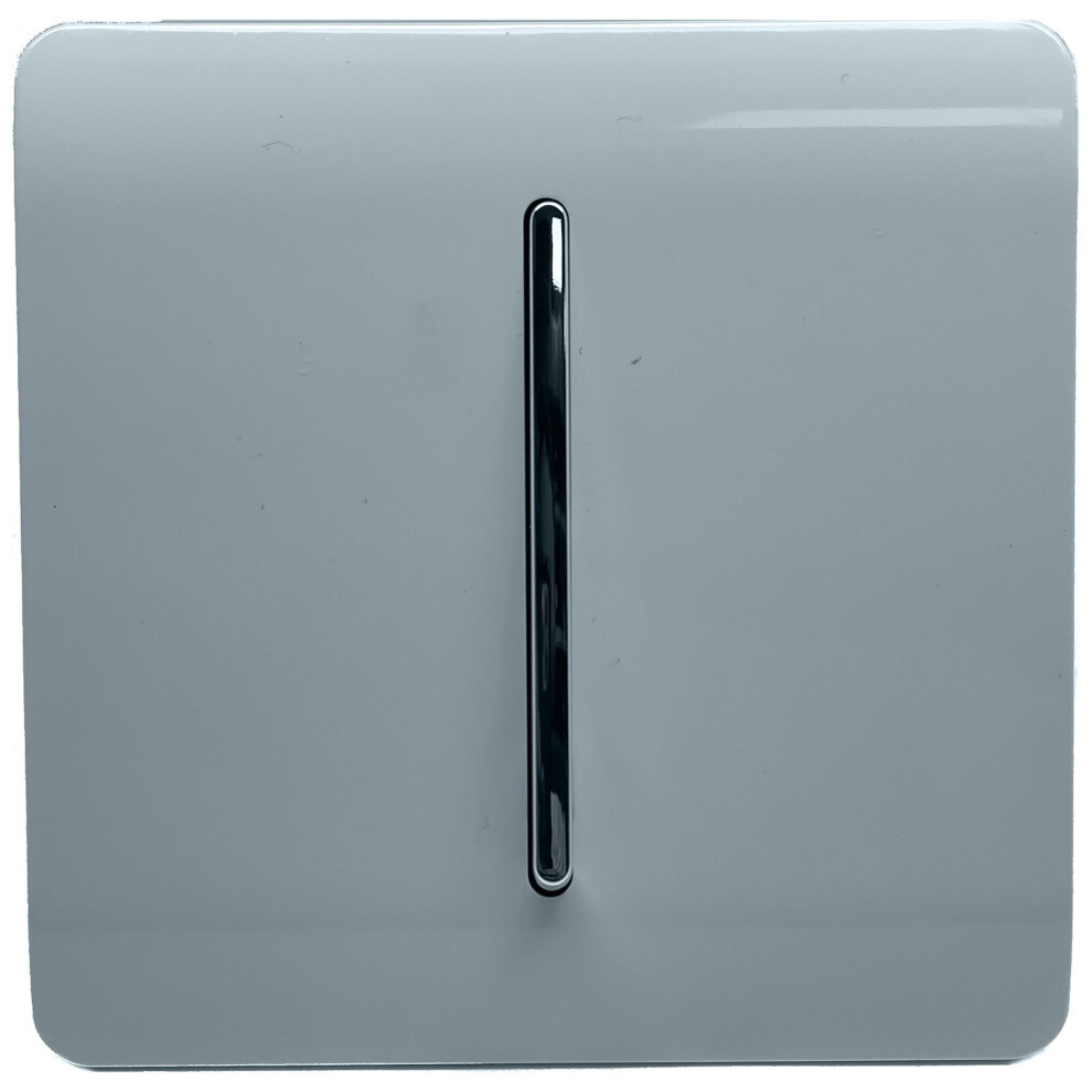 Trendi 1 Gang 1 Way Artistic Modern Glossy 10 Amp Rocker Tactile Light Switch Cool Grey