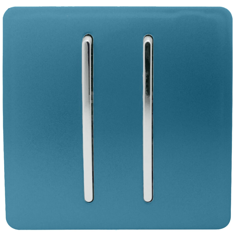 Trendi Switch Trendi 2 Gang 2 Way Artistic Modern Glossy 10 Amp Rocker Tactile Light Switch Ocean Blue - Image 4