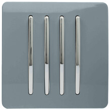 Trendi 4 Gang 2 Way Artistic Modern Glossy 10 Amp Rocker Tactile Light Switch Cool Grey