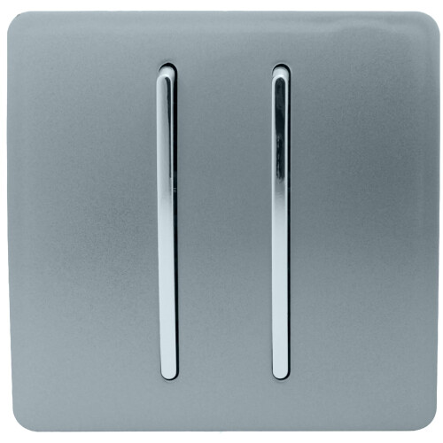 Trendi Switch Trendi 2 Gang (2 Way & Intermediate) Glossy 10 Amp Rocker Light Switch Cool Grey