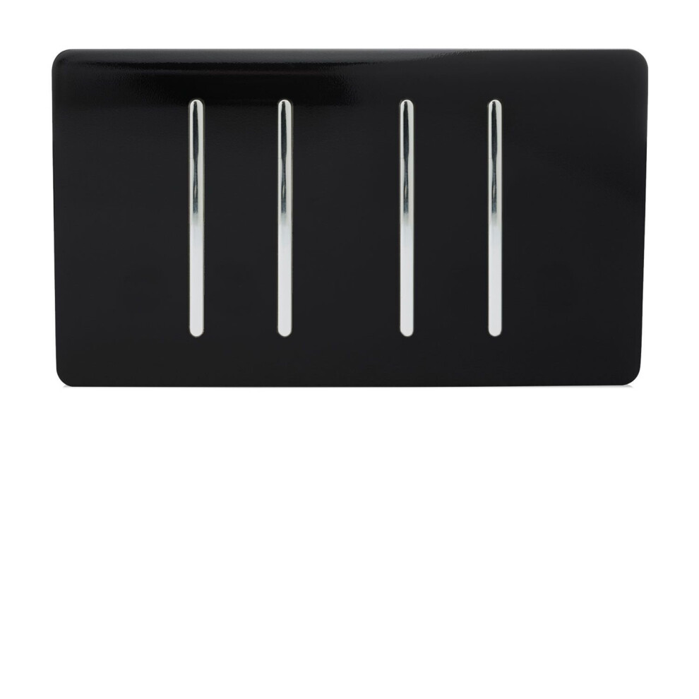 Trendi 4 Gang 3 Way Intermediate Artistic Modern Glossy 10 Amp Rocker Light Switch Piano Black